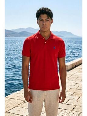 Vintage Y2K Red Express Men's Signature Lion Pique Polo sz Medium